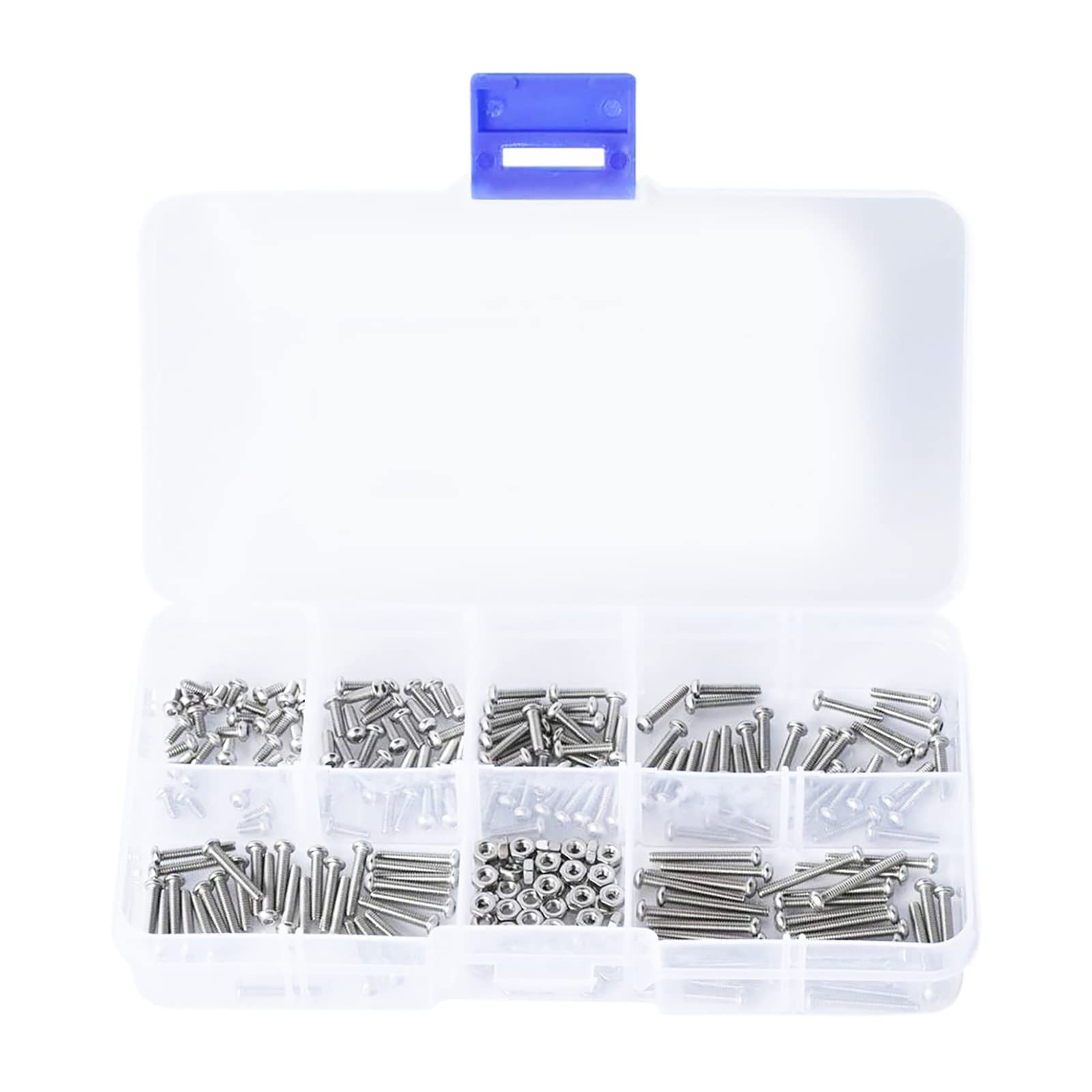 EVNOI Bolts and Nuts Combination Set 304 Stainless Steel Three Sizes Bolts with Mating Nuts Hex Bolts Screws Fasteners Packed Hex Wrenches in Organizer Box (230, M2)