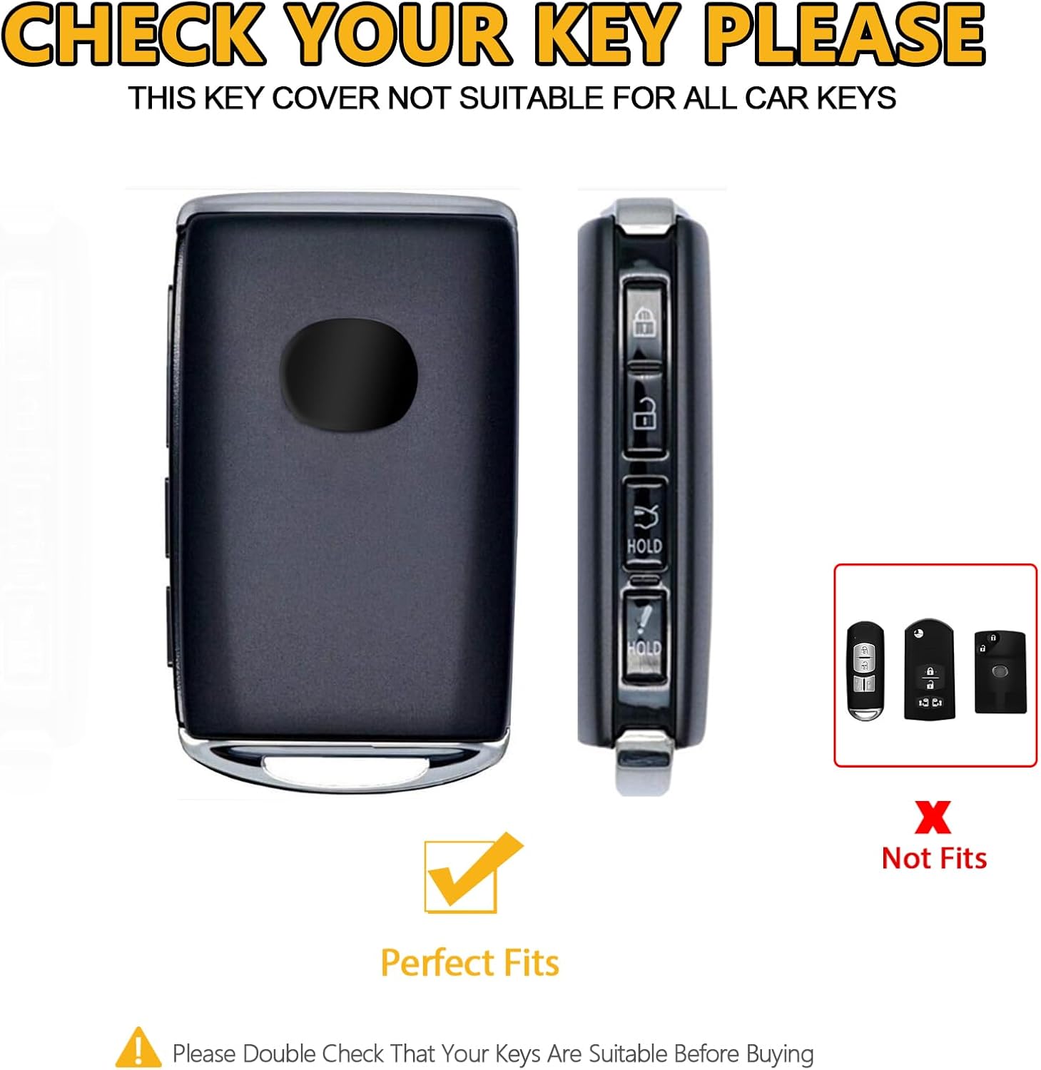 FT FUNTOR for Mazda Key Fob Cover,Leather Key Cover with 4 Buttons,Compatible with Mazda 3/6/3 Hatchback/CX-5/CX-6/CX-9/CX30/CX-50/CX-70/CX-90 with Keychain (Blue-Brown Line)