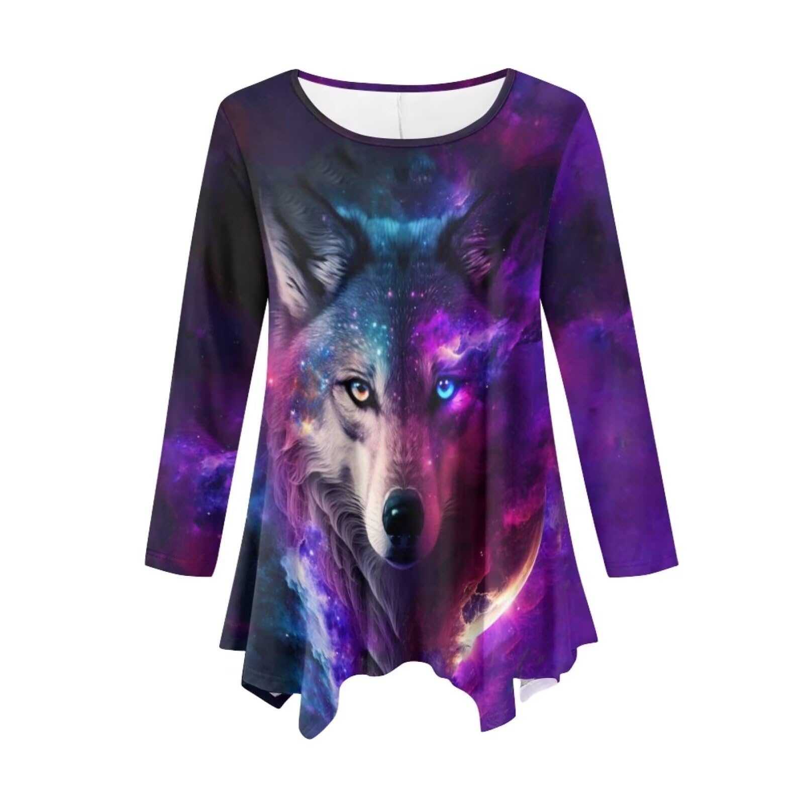 HELLHERO Long Sleeve Tunic Tops for Women Casual Shirt Blouse Size S-6X