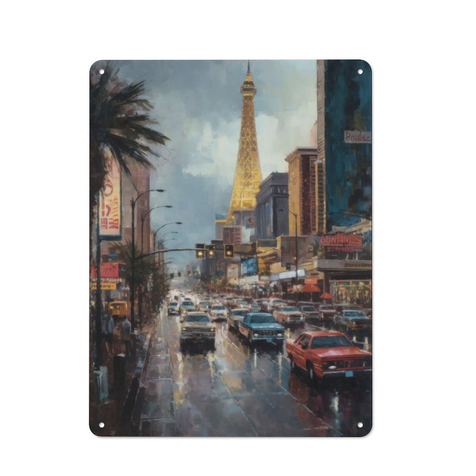 Junmoney Las Vegas Beauty Usa 40X30cm Retro Metal Sign With For Man Cave Or Games Room, Tin Sign Wall Decor For Games Rooms And Man Caves