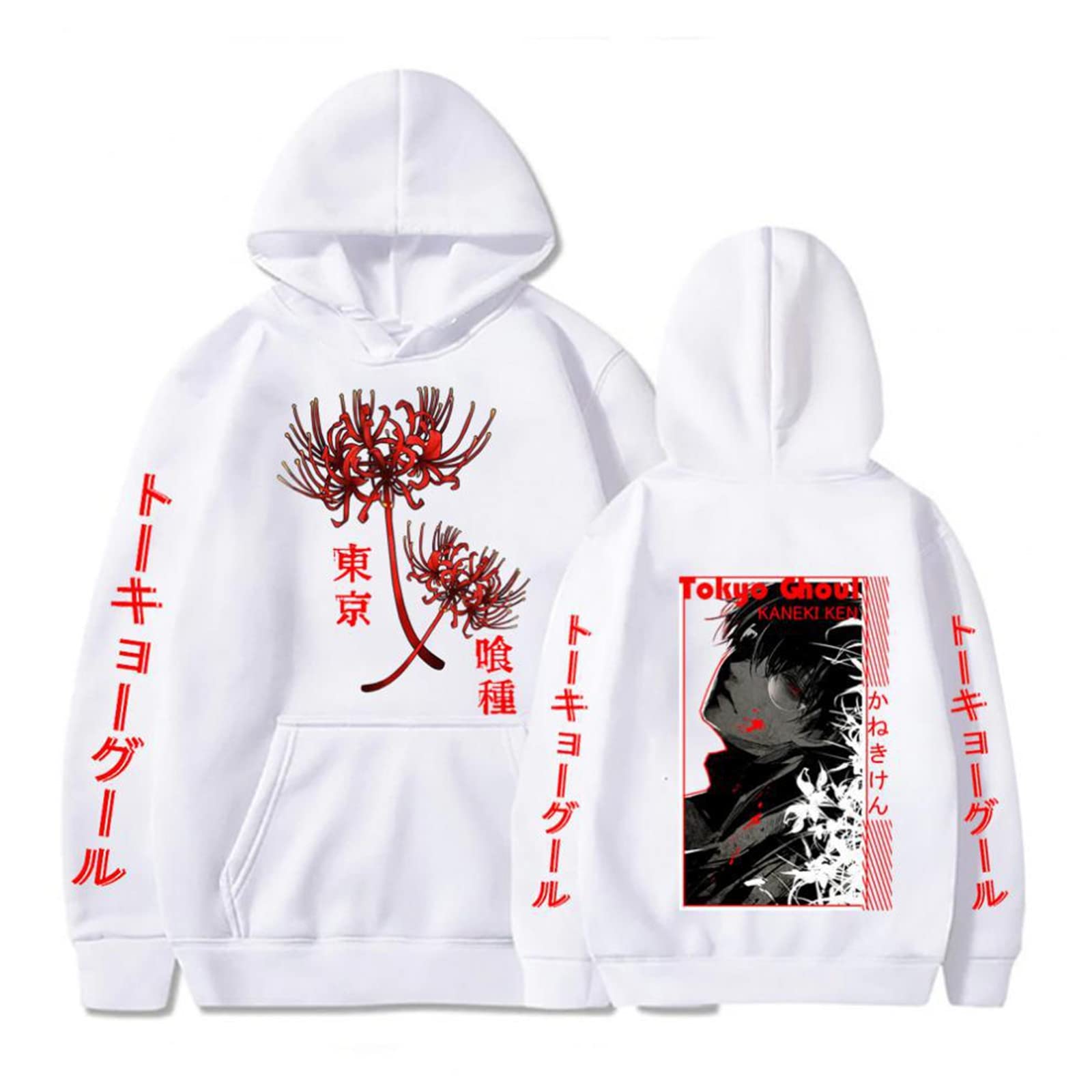 kewing Tokyo Ghoul Anime Hoodie Pullover Sweatshirt Kaneki Ken Graphic Printed Tops Casual Hip Hop Streetwear