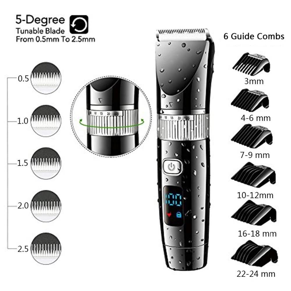 Cortadora de pelo, recortadora de barba para hombre, impermeable, profesional, inalámbrica, para hombres, máquina de corte de pelo eléctrica, una batería