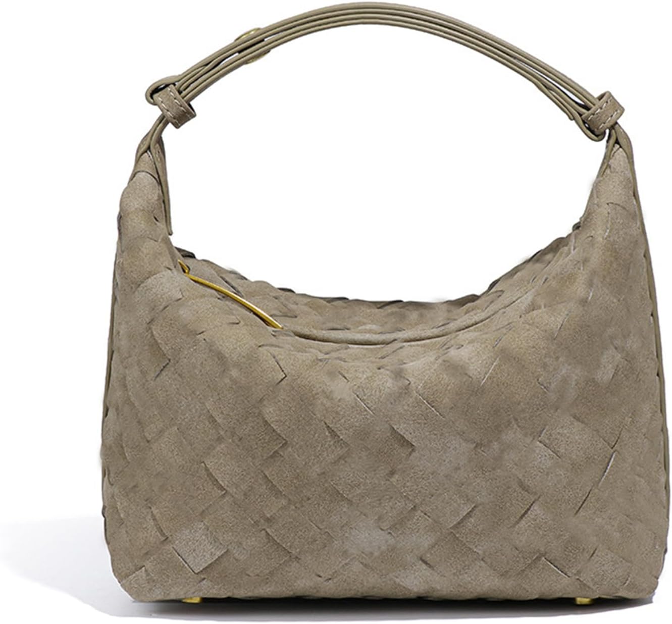 Luxurious Suede Hobo Bag - Women's Woven Leather Shoulder Bag with Spacious Interior