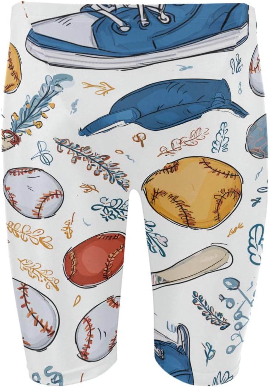 ZZXXB Funny Baseball Print Men's Racing Swim Trunks Athletic Swim Jammers Quick Dry Training Swim Shorts S-3XL