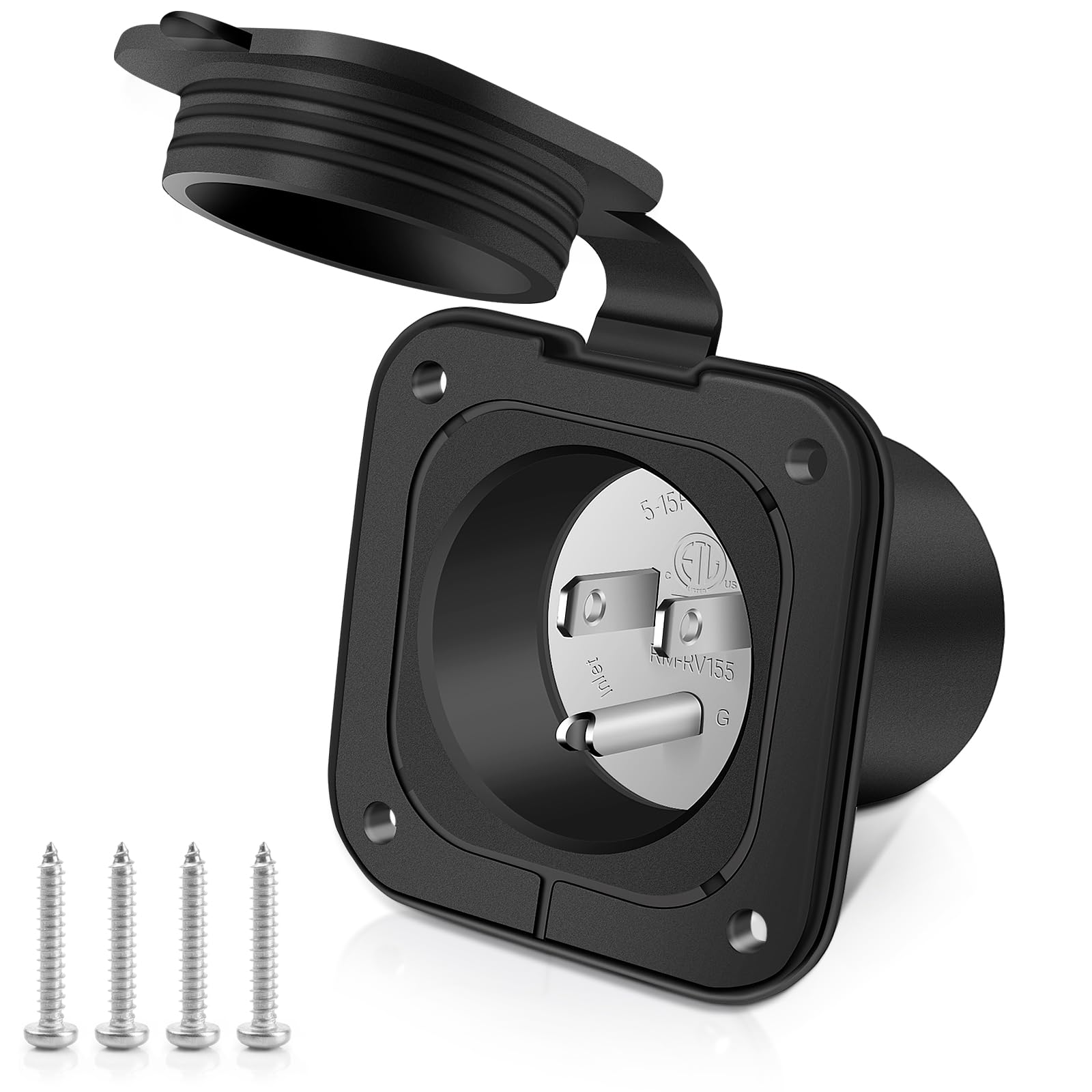 Amazon.com: BUMBEE 15 Amp 125V Flanged Inlet, NEMA 5-15P 2 Pole 3
