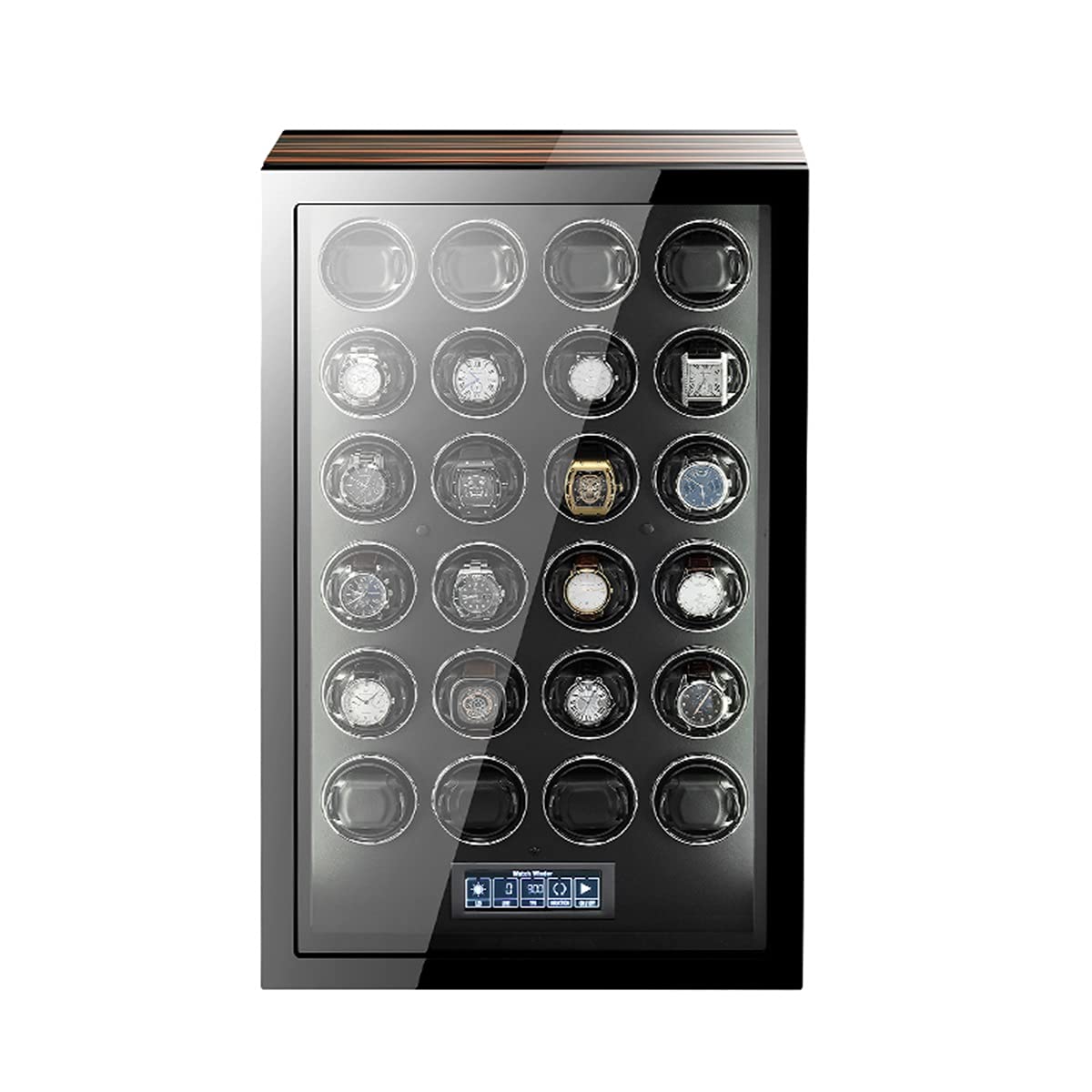 LXMQEF Zegarek Winder Box Automatico Orologio Box Guarda Storage Display con Motore Silenzioso Cuscini Regolabili e LCD Ekran dotykowy Podświetlenie LED Telecomand