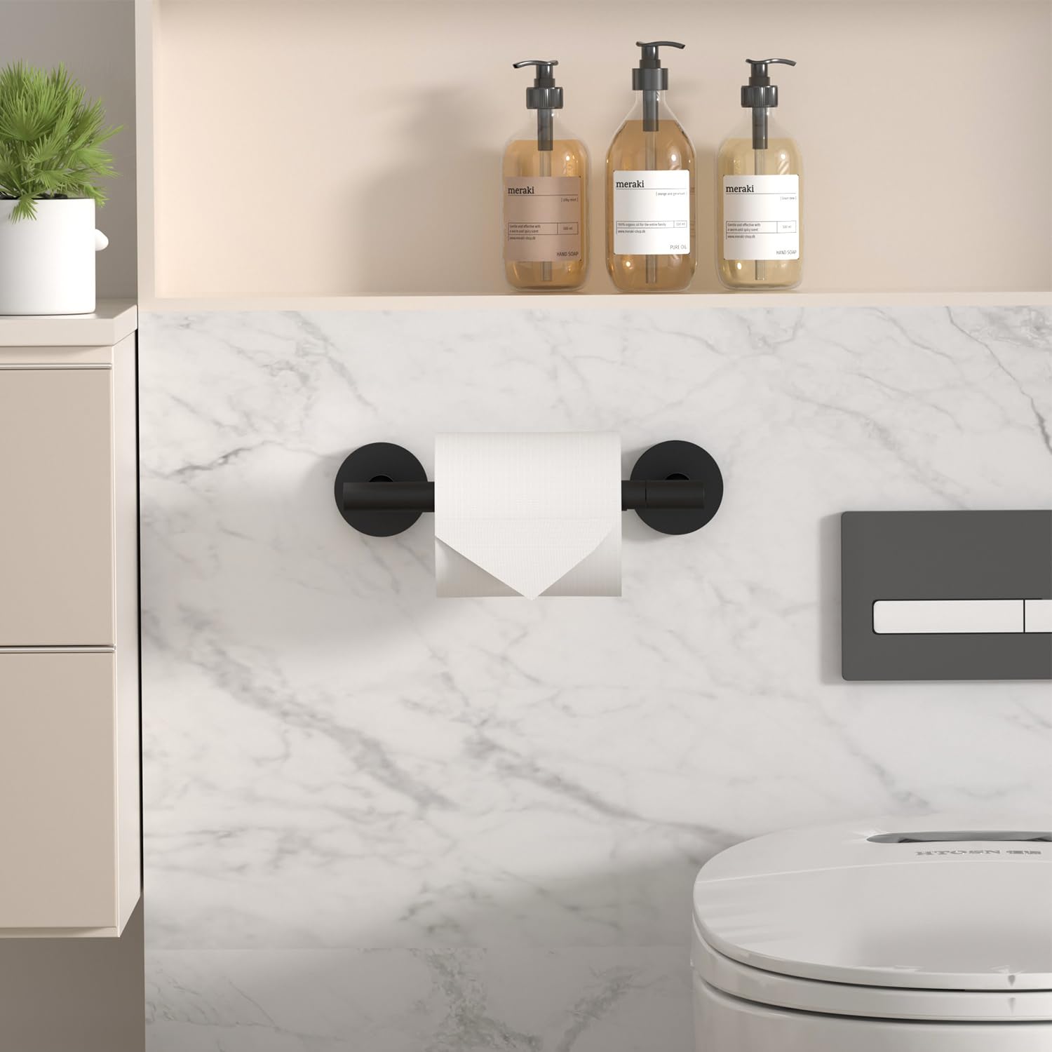 HITSLAM Matte Black Toilet Paper Holder, Double Post Pivoting, SS304 — Amazon image 8