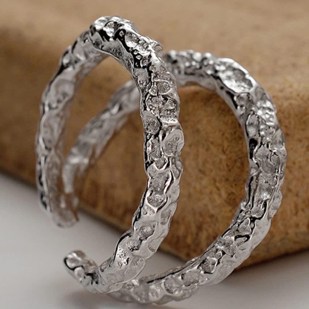 HGJH Anelli d'Argento,Anelli Regolabili per Donna Martello Design 925 Anelli di Eternità Punk Doppio Strato in Argento Sterling FEDI Nuziali Promettono Anelli per Ragazze Signore