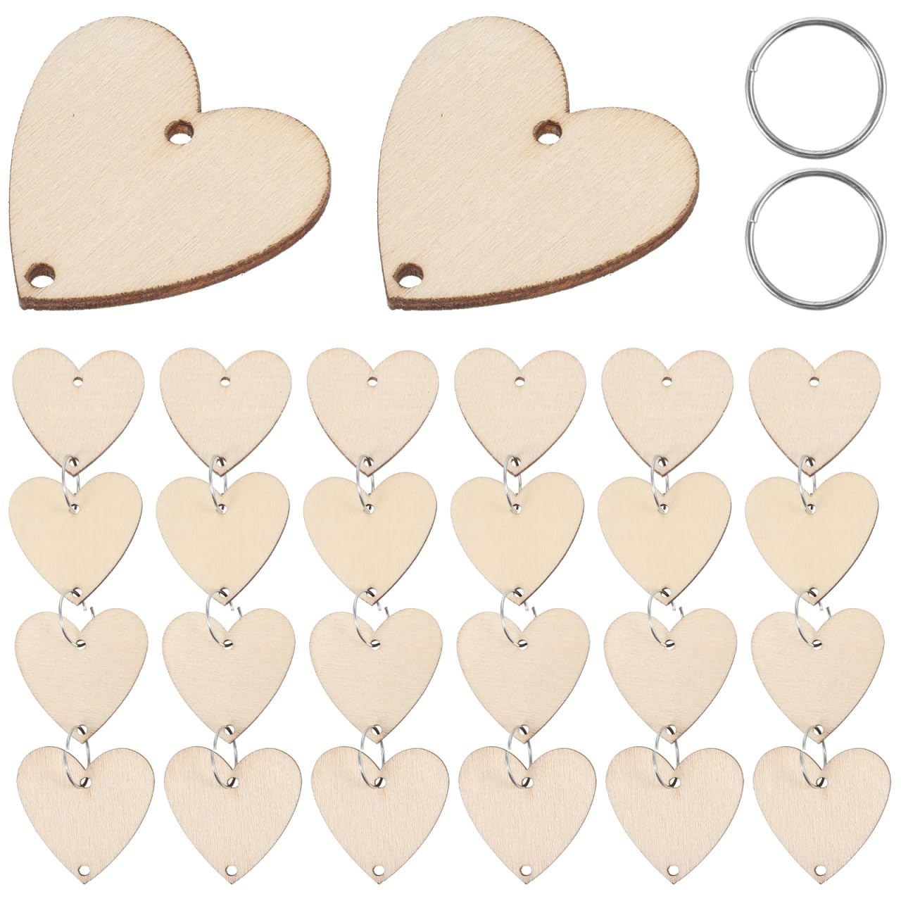 WINOMO Birthday Calendar Wall Hanging Reminder Wooden 50pcs Heart Slices with 50 Iron Loops Set for Plaque Board DIY Calendar(Burlywood)