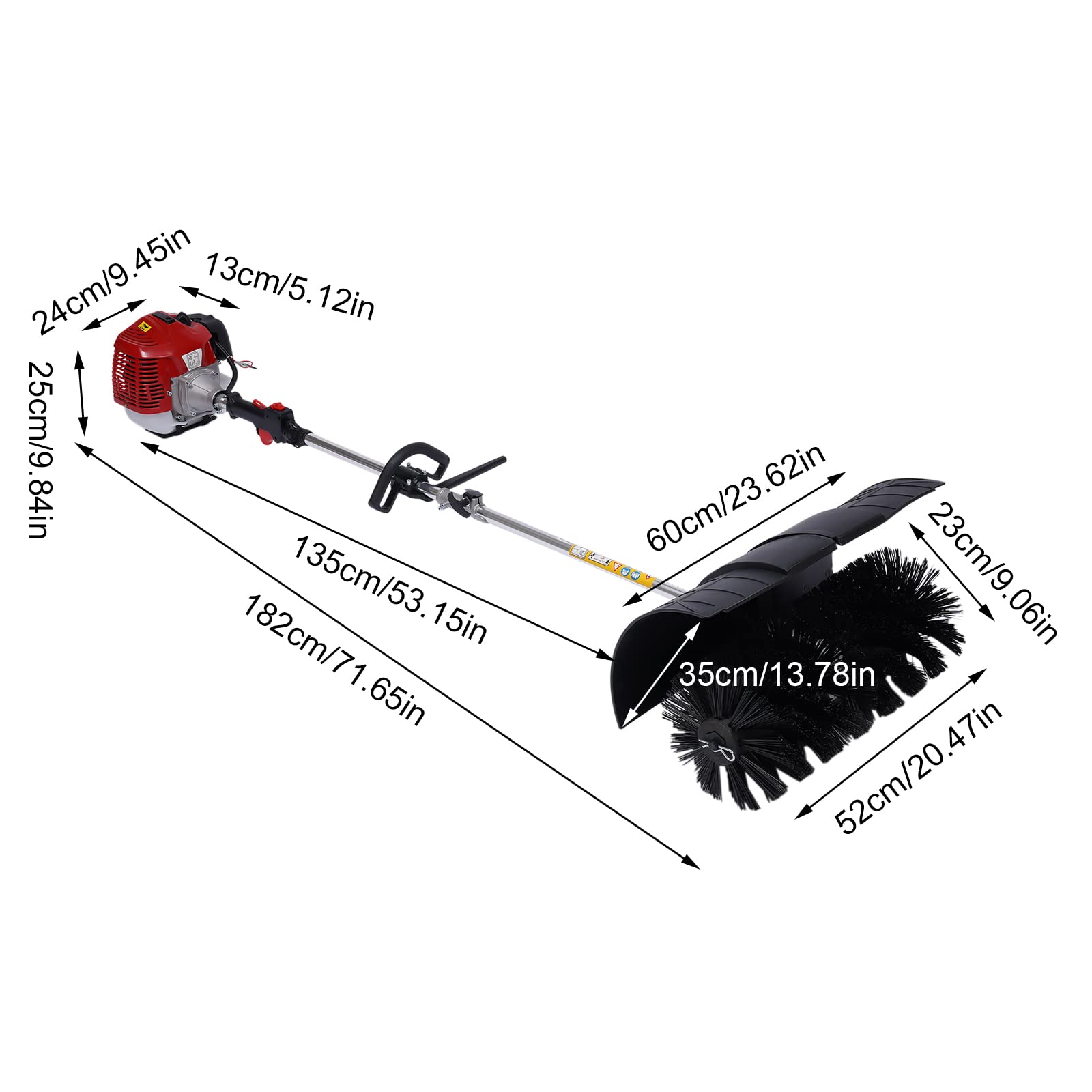 GEYOPMID 52CC Hand-Held Artificial Turf Sweeper, Two-Stroke Air-Cooled Fuel Artificial Grass Broom 2.3 HP Gasoline Engine Easy-Starting Roller Brush Clean Sweeper for Sweeping Lawns On Farms