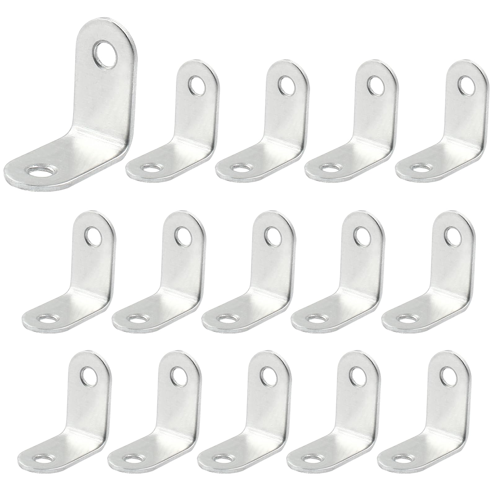 Hitefu 15 PCS 30mm x 30mm Stainless Steel L Brackets Corner Braces, 90 Degree Right Angle Brackets, Durable Waterproof Metal Shelf Support Brackets for Wood Shelves Furniture Cabinet (with 30 Screws)