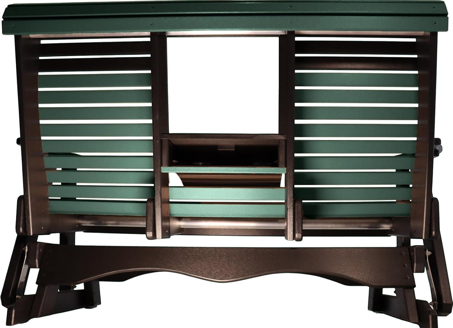 5FT Green FLIPCUP ROLLBACK Glider Bench, Amish-Made All-Weather Poly Lumber Outdoor Glider, Stainless Steel Hardware, Made in USA Smooth, Silent Comfort
