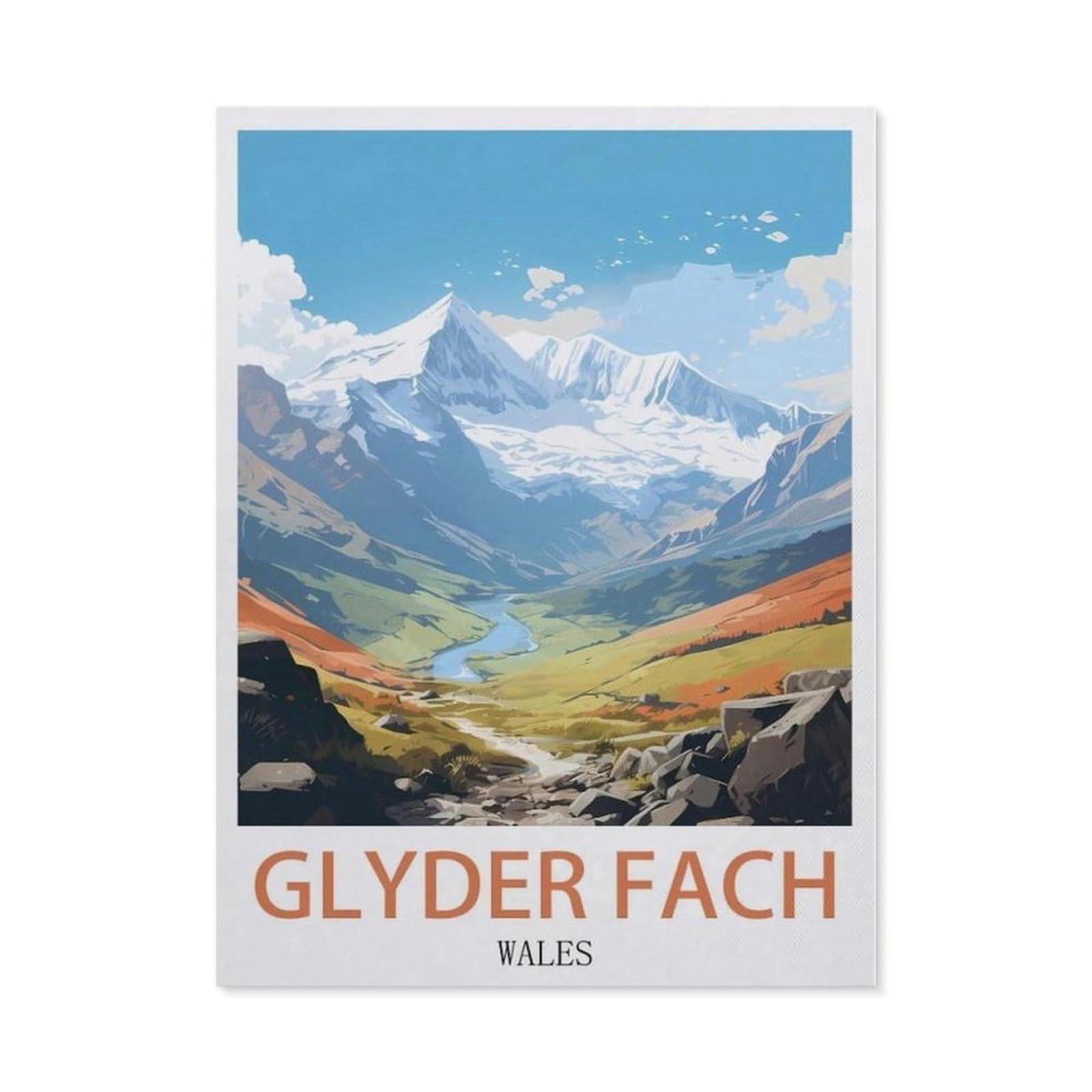 Beayodkp （50 X 60 Cm/19.68 X 23.62 Inches） Glyder Fach Wales Vintage Travel Poster，Diamond Painting Kits For Adults - 5D Diamond Painting Kit Full Drill, Diamond Art Kits For Home Wall Decor-Cf8