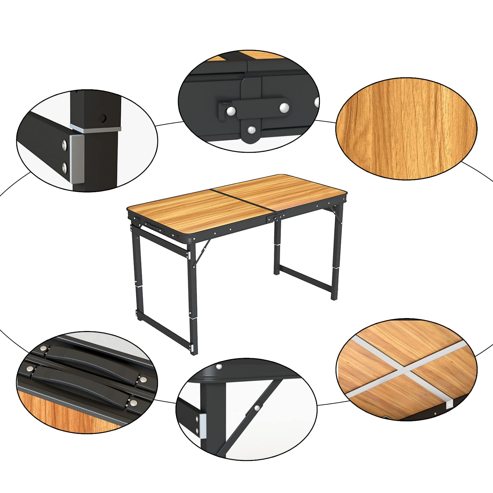 Mesa De Camping Plegable - 3 Alturas Ajustables - Ligera Y Portátil - Plegada 15.7 X 12.2 X 2.56 Pulgadas