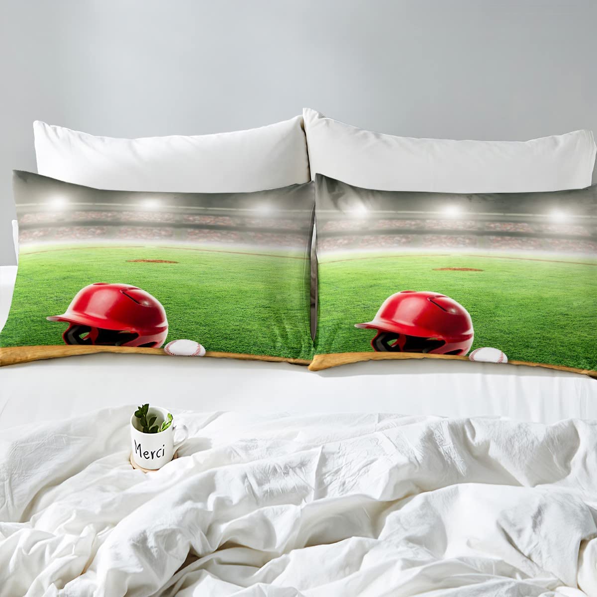 Set di biancheria da letto per ragazzi e ragazze con gioco di baseball per ragazzi e ragazze, set di biancheria da letto traspirante per giocatore di baseball con inserto/trapunta, regalo per gli
