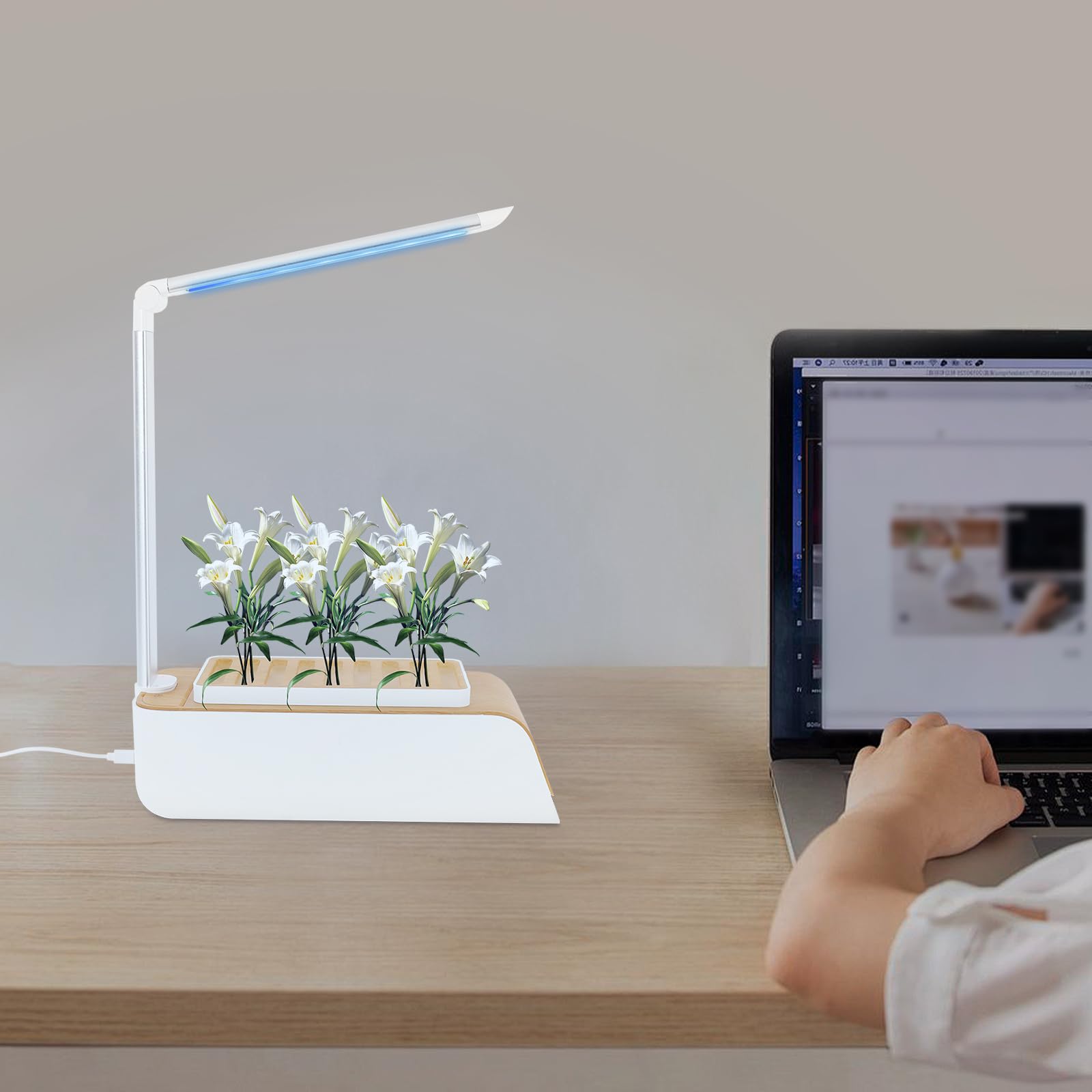 Hydroponiczny system uprawy do ogrodu ziołowego z oświetleniem LED do uprawy roślin, automatyczny timer, zbiornik na wodę 1 l, regulowany kąt, Smart Garden do kuchni i domu