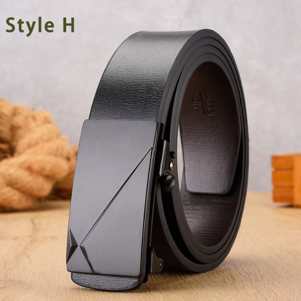 Cinturón de cuero para hombre, deslizante, hebilla automática, bloqueo, pantalones, cintura, decoración, regalo de negocios, 100 cm