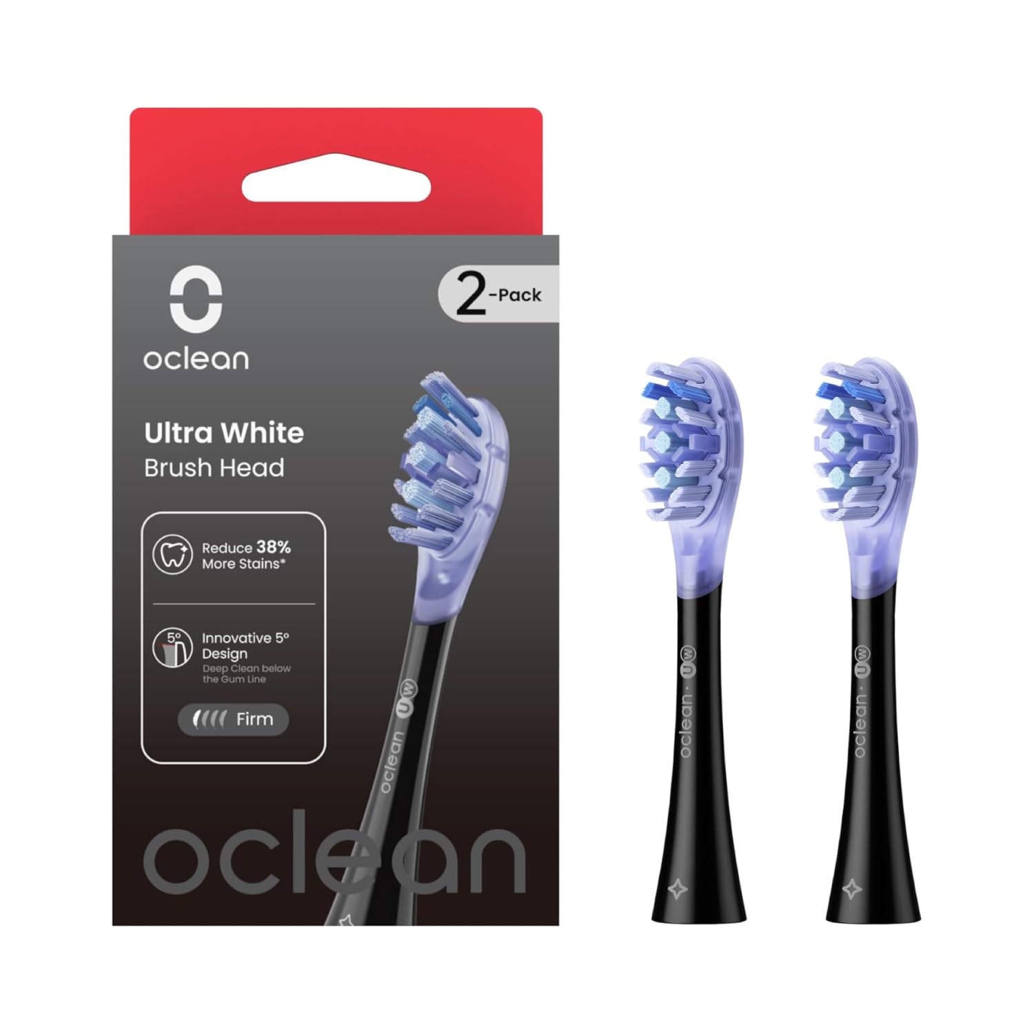 Oclean Ultra White Uw02 Spare Heads Black 2 Pc