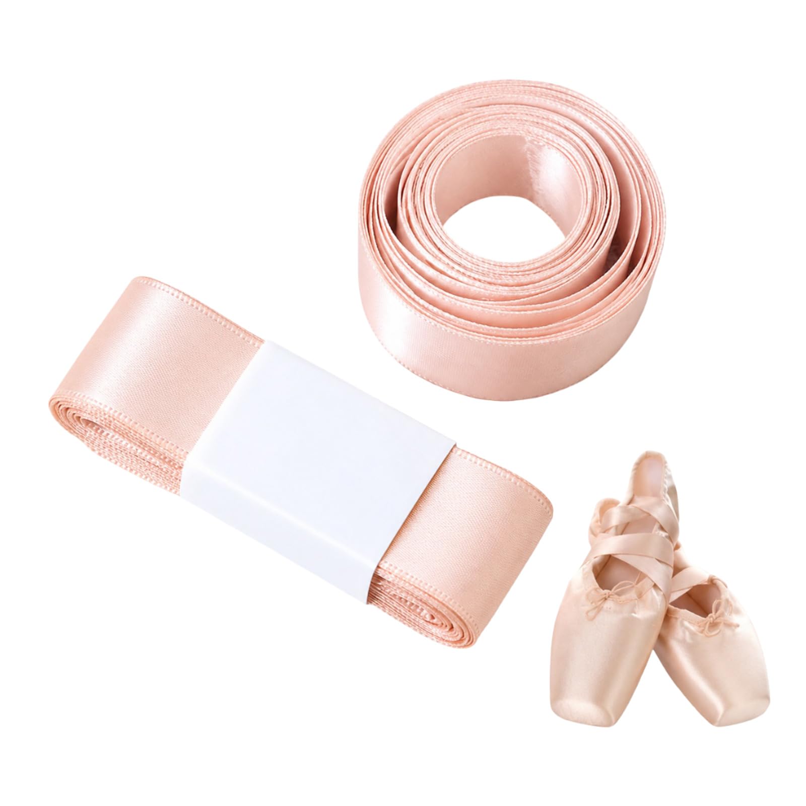 CloudWei SmartSelect 2 Pcs Ballet Pointe Shoes Ribbons, Pink Ribbon Satin Pointe Shoe Elastic Laces For Women Girls, Light Pink Sew-on Ribbons For Ballet Flats, Stage Performance & Practice (2Mx2CM)
