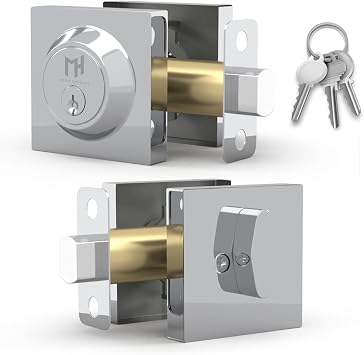 Mega Handles - Glamor Deadbolt I Entry Deadbolt Lock - Heavy Duty Round Locking Deadbolt for Left or Right-Handed Doors - Interior/Exterior - Polished Chrome