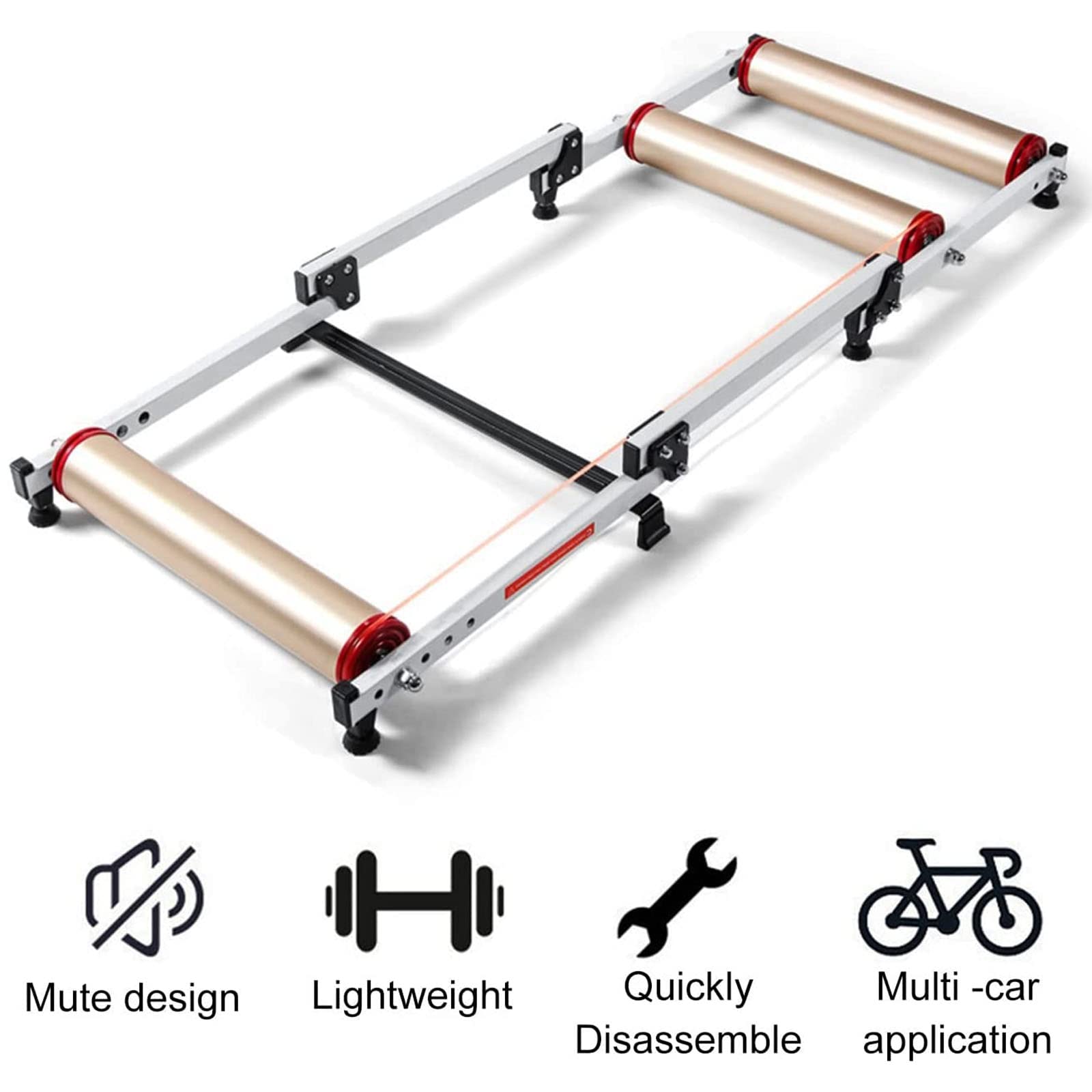 Rodillo de Bicicleta para Interior, Plataforma de Entrenamiento Bicicleta Plegable, Entrenador Rodillos Ajustable con 130 * 52 cm 5 Delanteros Ajustables Un diámetro Rueda 16-27 Pulgadas