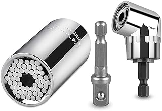105 Degree Right Angle Drill+Universal Socket,Professional Multi-Function Ratchet Wrench Power Drill Adapter 7mm-19mm Universal Sockets Repair Tools Gifts for Men Him Husband Dad