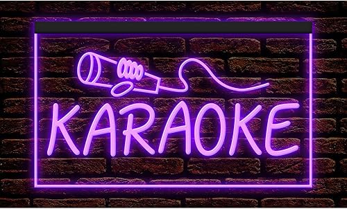 140015 Karaoke Lounge Box Club Singer Bar Pub Open Home Decor Display LED Letrero de neón con luz LED (12 x 8 pulgadas, morado)