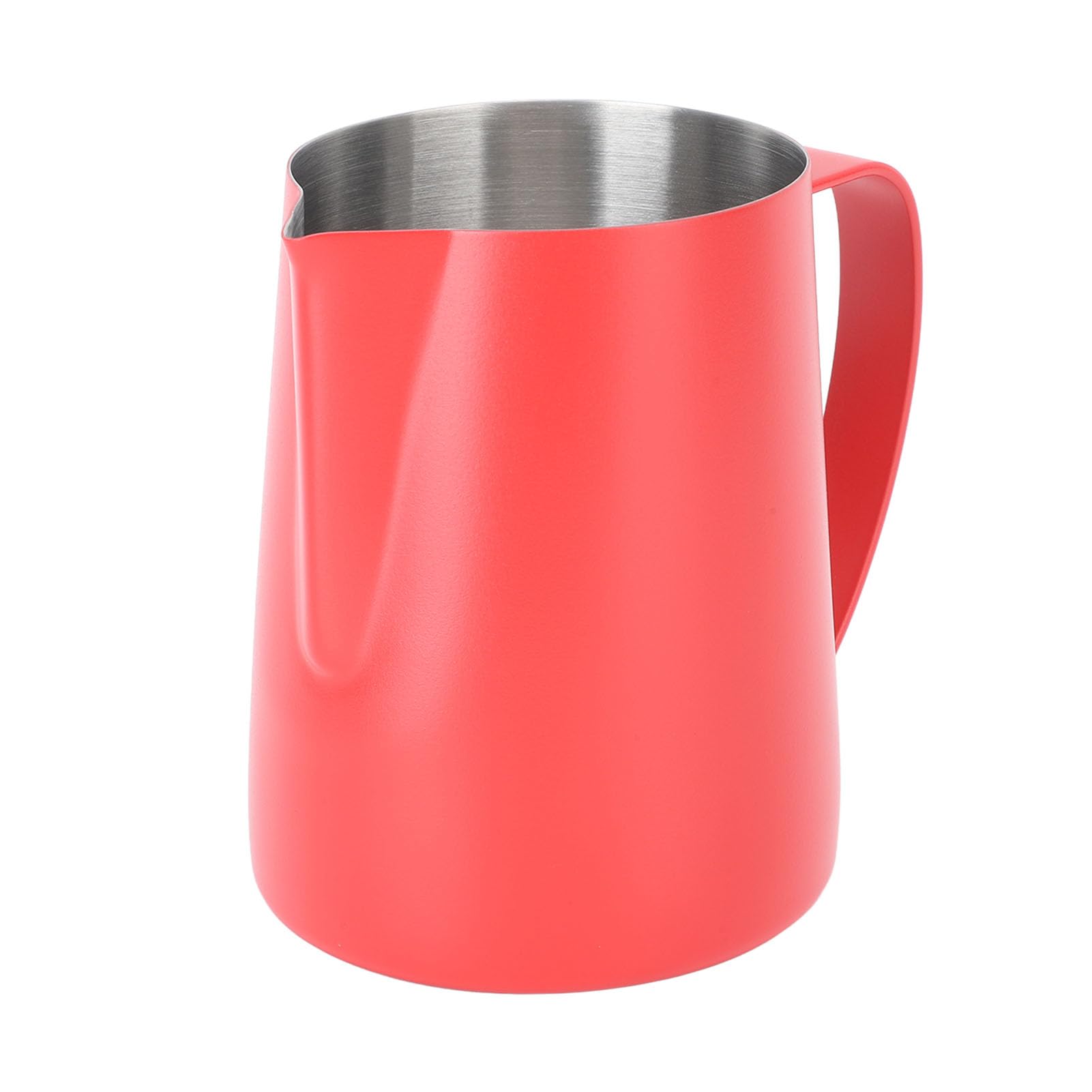 Milk Frother Jug, 600ML Milk Jug for Coffee Machine Stainless Steel Milk Frothing Jug with Scale, Cappuccino Latte Art Barista Steam Pitchers Milk Frother Cup (Red)