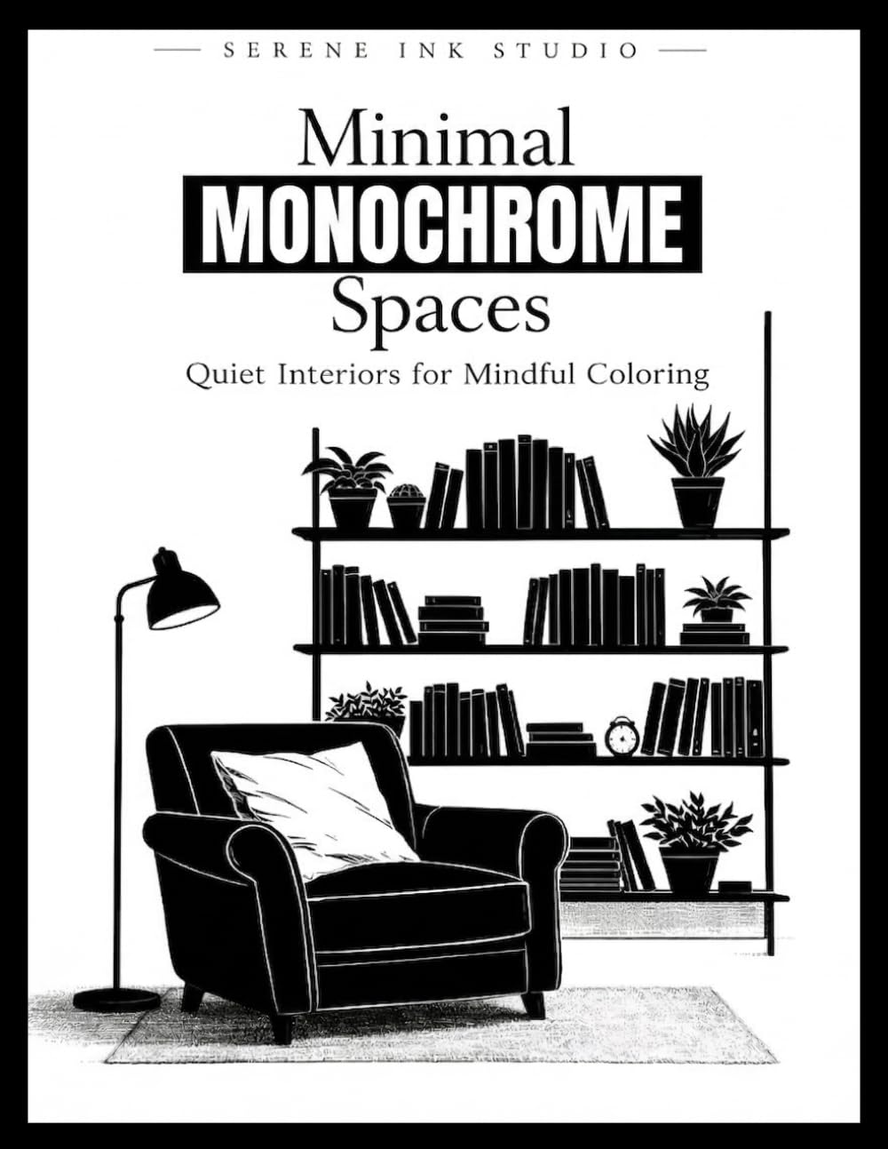 Minimal Monochrome Spaces: Simple Interiors to Color for Stress Relief and Mindfulness (Monochrome Coloring Books)