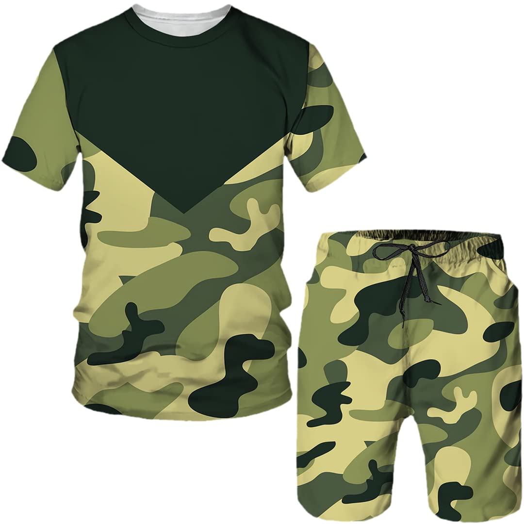 Survêtement d'été imprimé camouflage 3D style urbain dynamique - 8