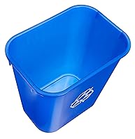 Vista 4 de Yaxa Basics Cesta de basura rectangular para oficina comercial, con logotipo de reciclaje, 7 galones (paquete de 2), azul