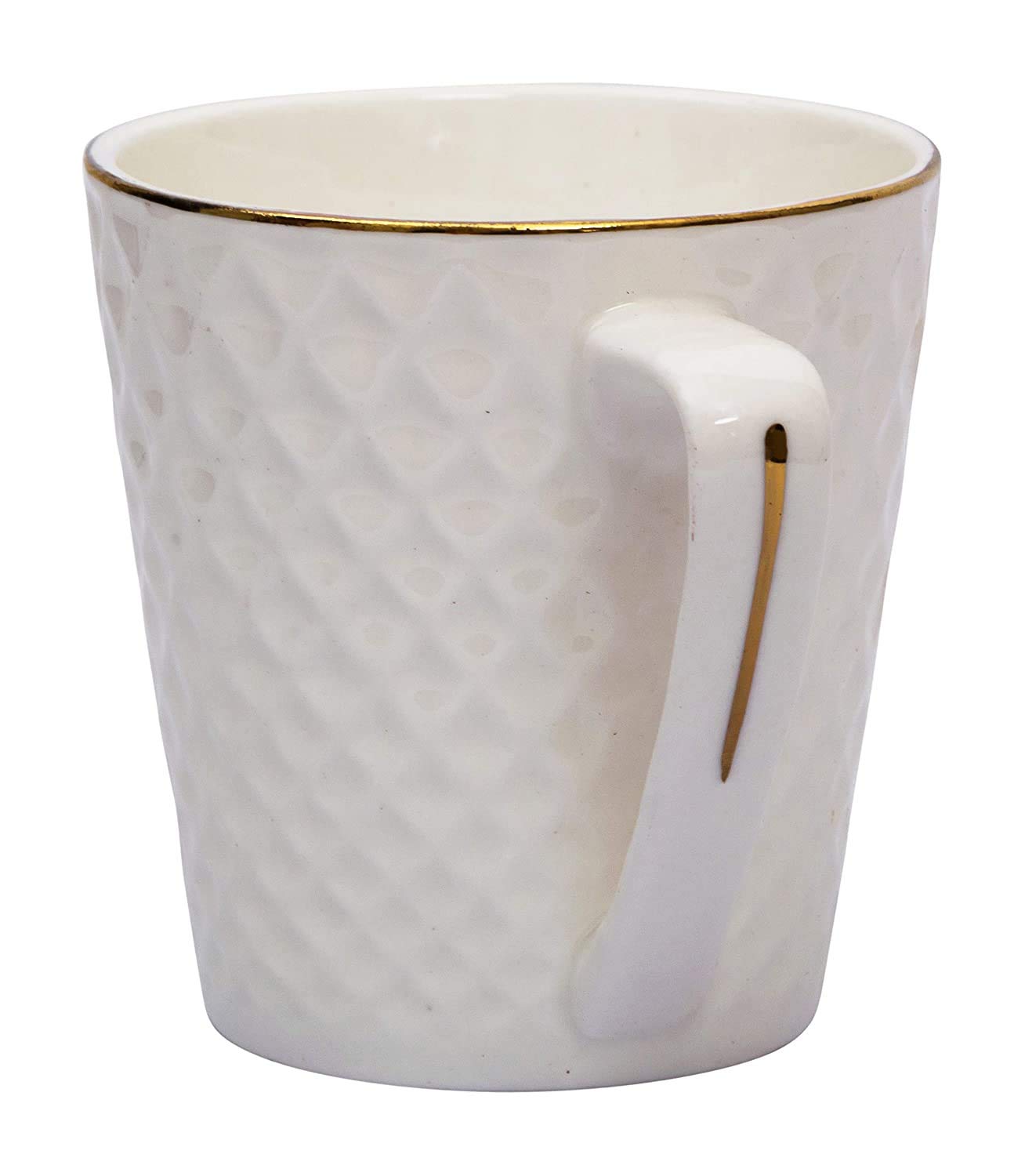 Home-Cart Bone China Tea Coffee Cup Set Geometric Patterns - 6 Pieces(Color- White & Golden) 180ml - Set of 6 Pieces 2