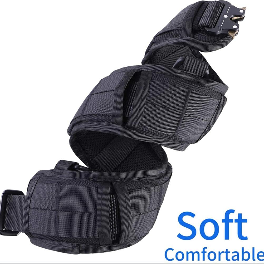 Fencelly Cinturón de nailon grueso, multifuncional, táctico para exteriores, con riñonera, cinturón ajustable desmontable