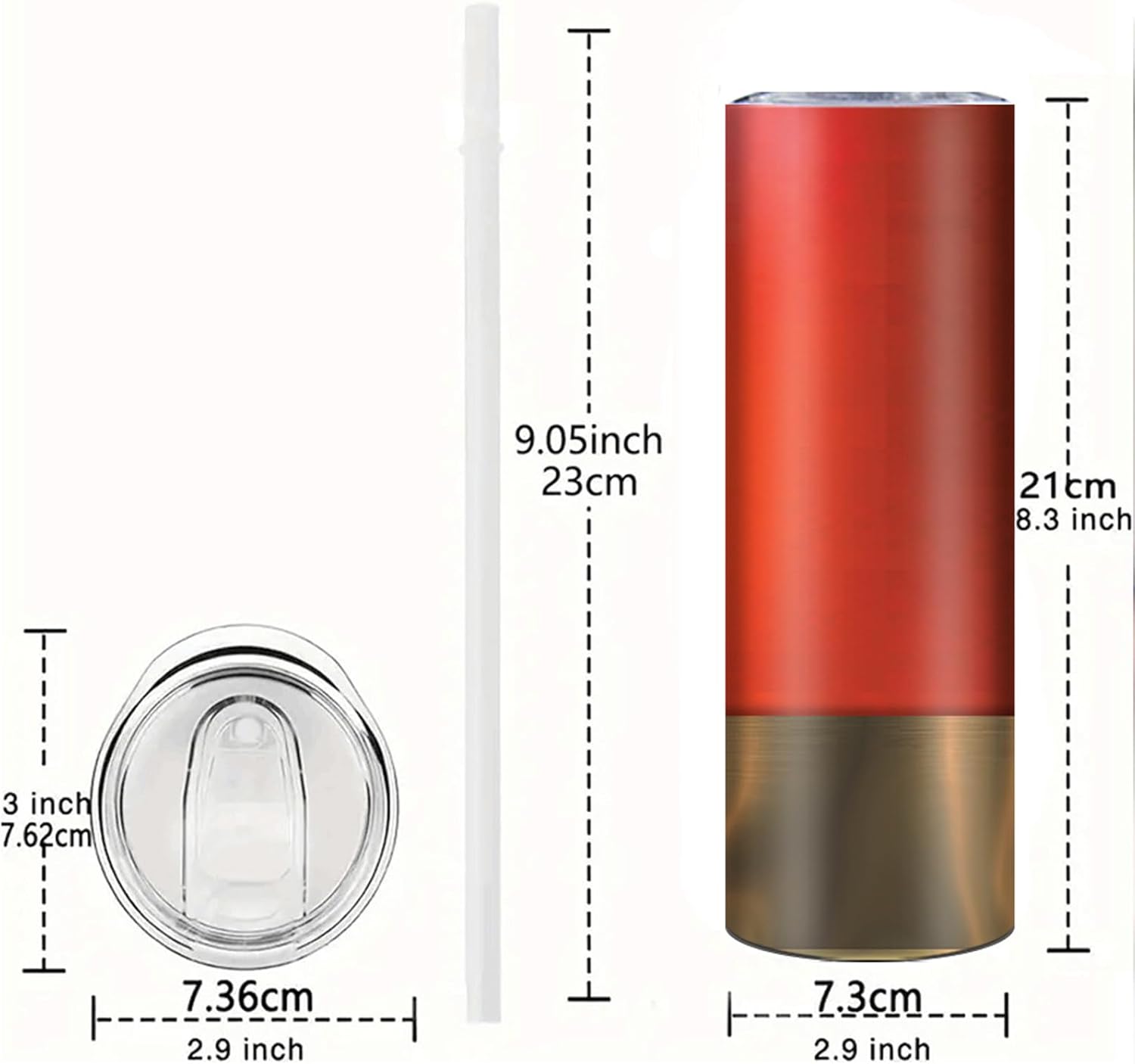 Shotgun Shell Cruise Cup, Shotgun Shell Tactical Reload Can Holder, Funny Tumbler for Men, 20oz Insulated Skinny Stainless Steel Travel Mug with Lid, for Men, Hunters, Outdoors (2 pcs)