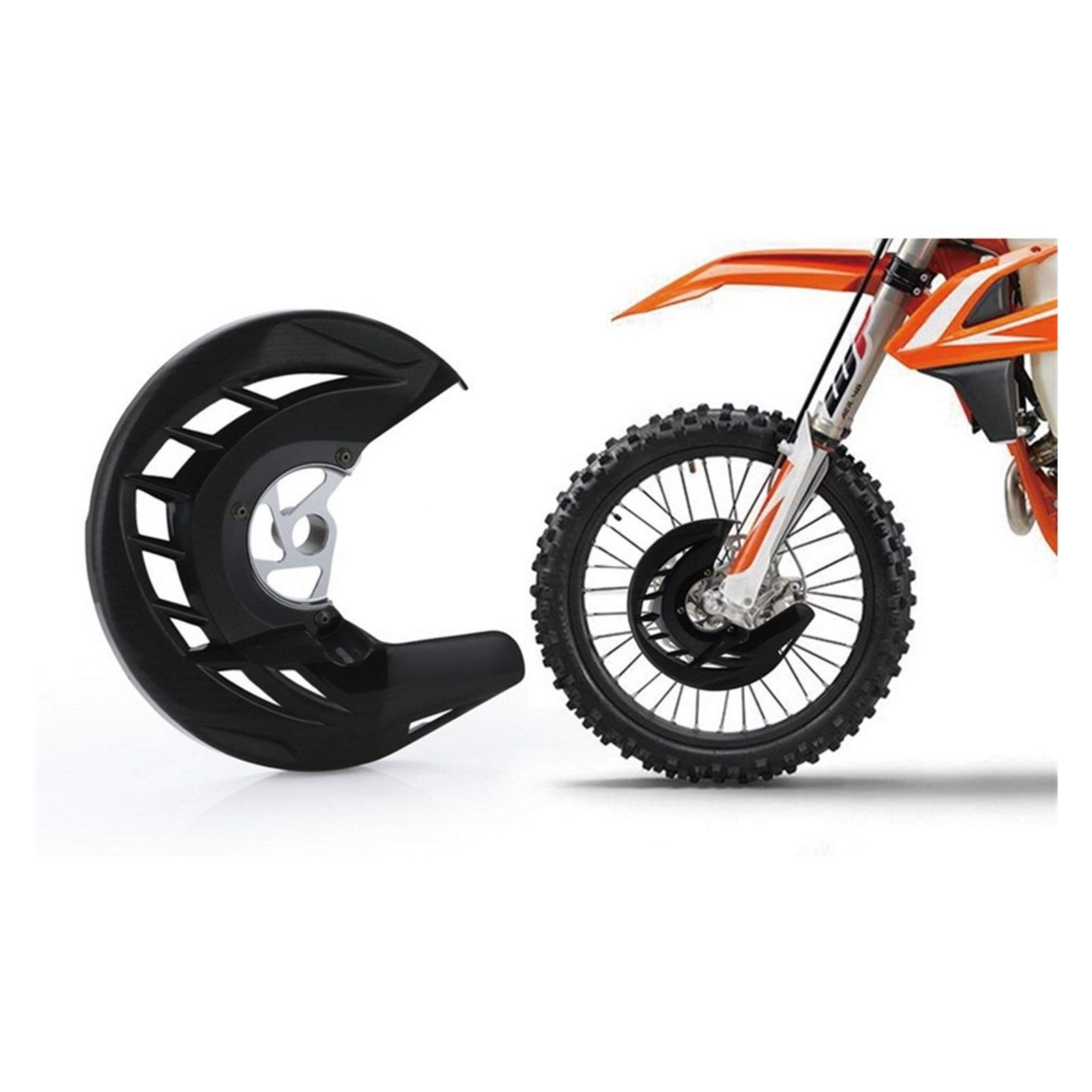 Moto Anteriore Disco freno protezione della copertura for KTM 150 200 250 125 300 350 400 450 530 (Color : Black)