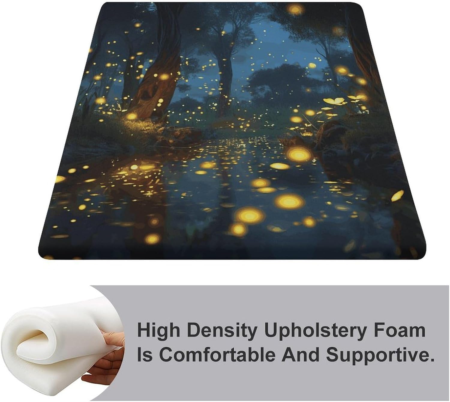 Fireflies Chair Cushion Memory Foam Breathable Chair Pads Square Large Pillows Seating Comfort Meditation Floor Pillow Car Seat Cushion for Indoor/Outdoor Chairs