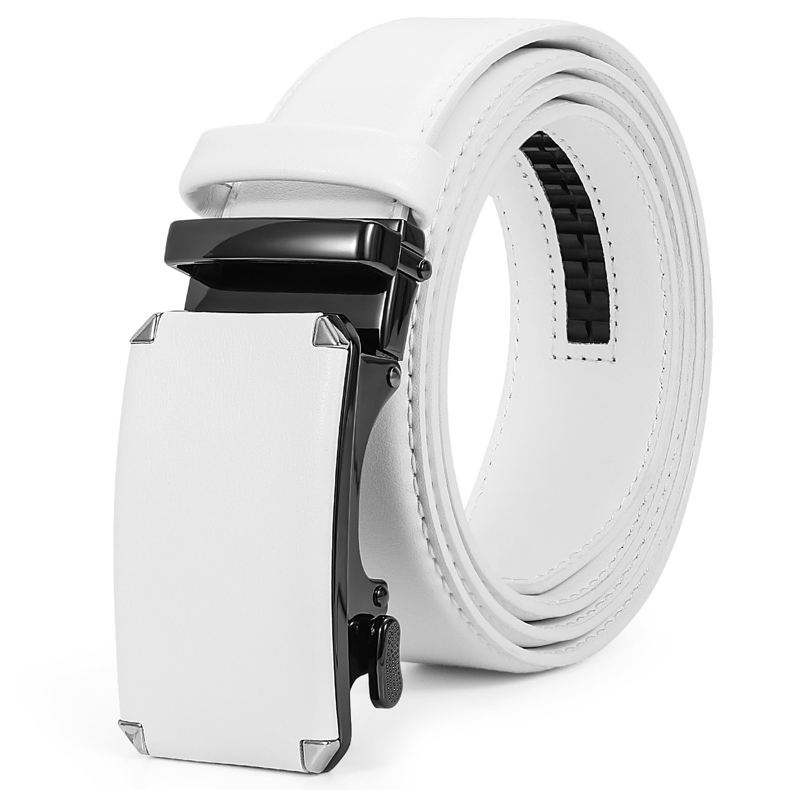 XZQTIVE Fashion Ratchet Leather Dress Belt for Men with Automatic Sliding Buckle