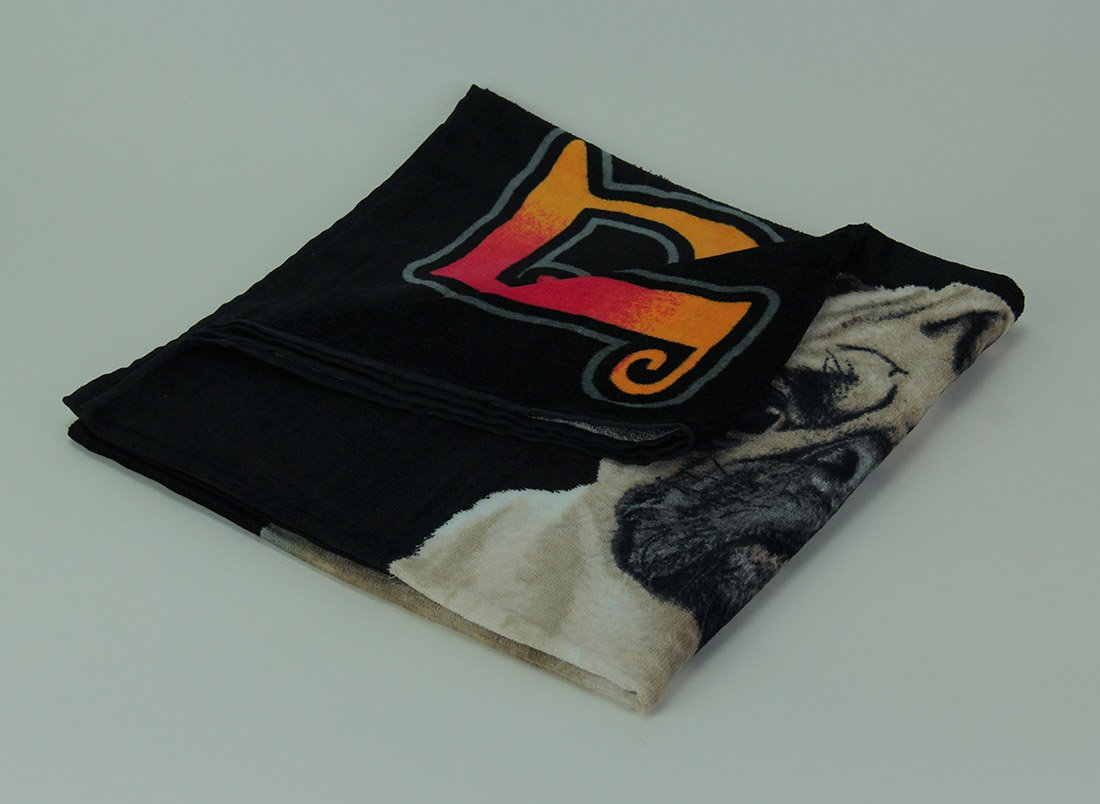 Zeckos White Pug Dog 30 x 60 inch Black Beach Towel