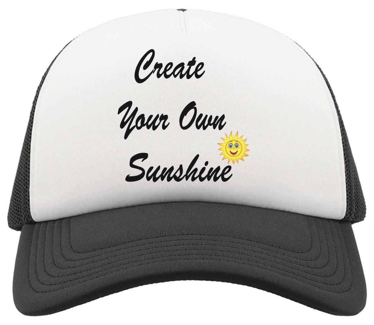 GenericCreate Your Own Sunshine Smiling Sun Unisex Breathable Half Mesh Cap Hat Baseball Cap Sport Active Black One Size