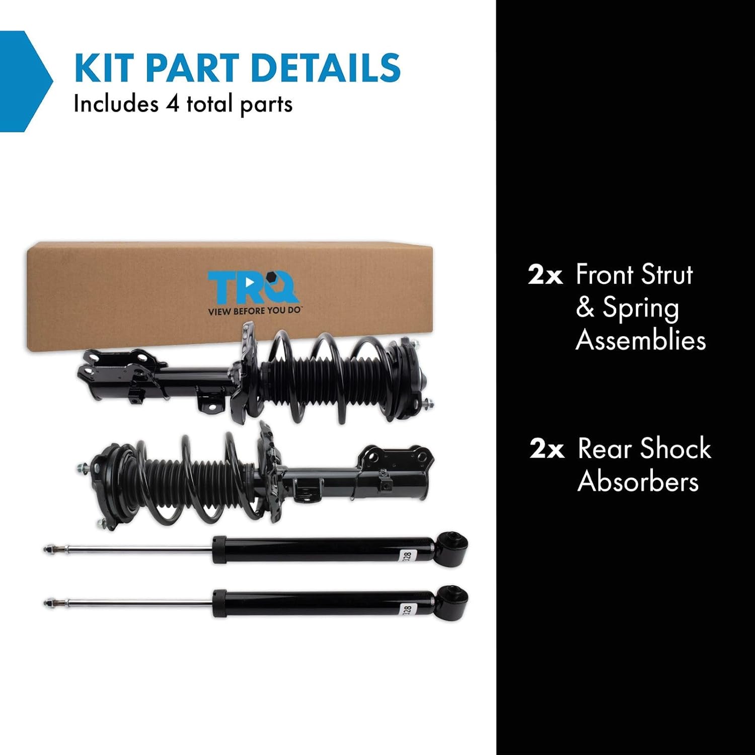 TRQ Front and Rear Complete Strut Assembly & Shock Absorber Kit Complete Strut & Coil Spring Assembly Compatible with 2017-2020 Hyundai Elantra Korea Built Models