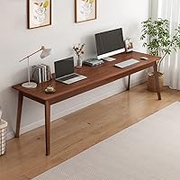 NELYE Mid-Century Modern 63" Walnut Long Desk - Extra Wide 2-Person Home Office Workstation Table