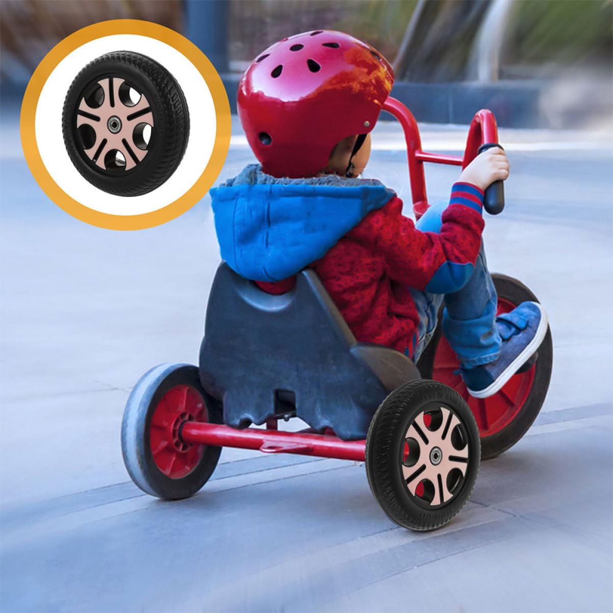 HEMOTON 2pezzi Ruote di Ricambio per Triciclo Bambini e Scooter Foro da 0,8cm, in Plastico Leggero e Resistente All'usura, Facili da Installare per Bambini