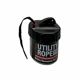 Rapid Rope Canister 70ft Black Flat Tactical Paracord, Made in USA, 1100lb Tested Heavy Duty Poly Rope Test Cord, Non-Tangle Dispenser Included - Hiking, Camping, Survival, Utility, Climbing