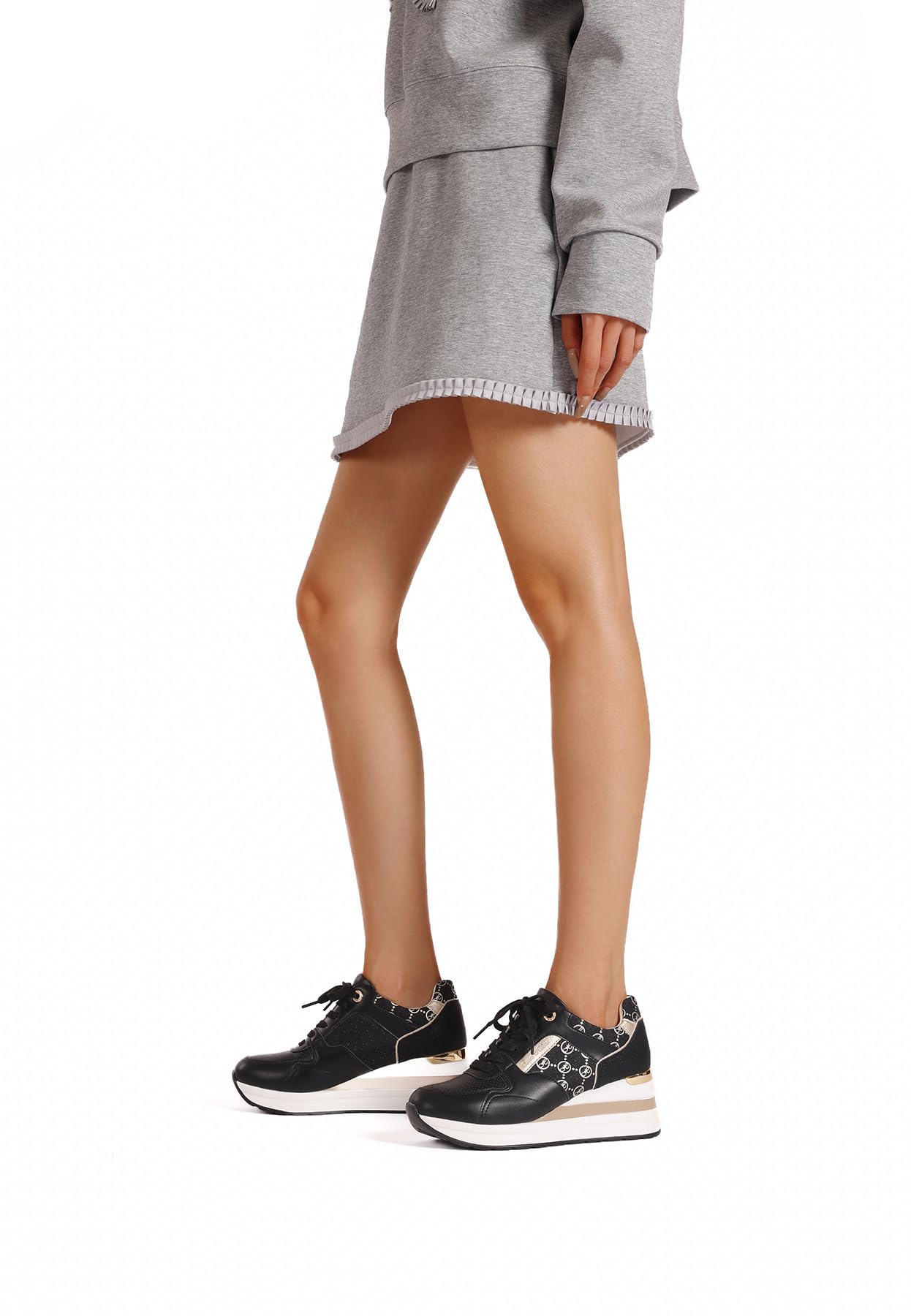 QUEEN HELENA Zapatillas de deporte de plataforma altas casuales para mujer X32-22