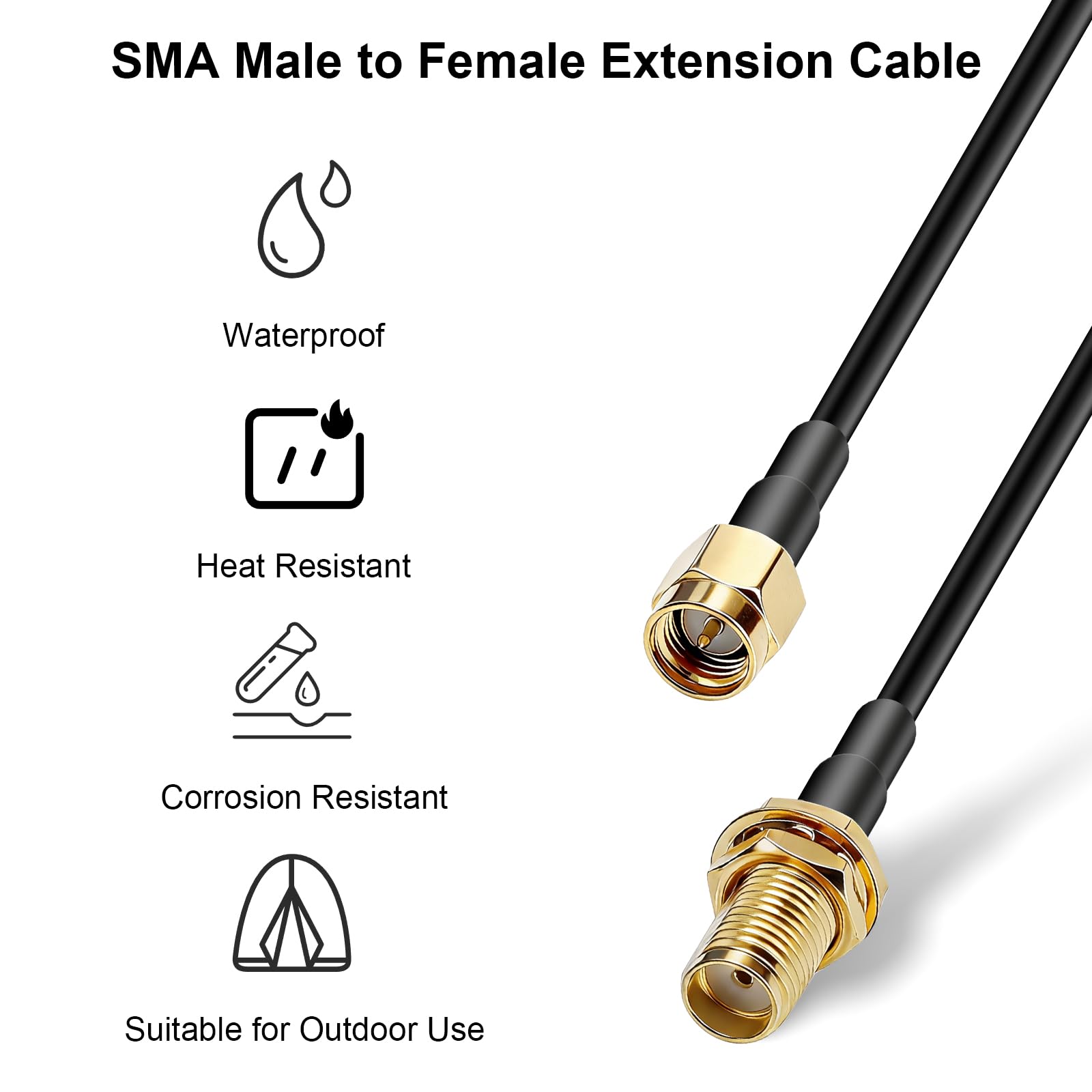 HENGBIRD Kabel przedłużający SMA, kabel antenowy RG174, kabel koncentryczny, antena Wi-Fi, wtyczka SMA do gniazda SMA, do routera modemu 4G LTE 5G, WiFi, GPS, SDR, kamera cofania 3 m