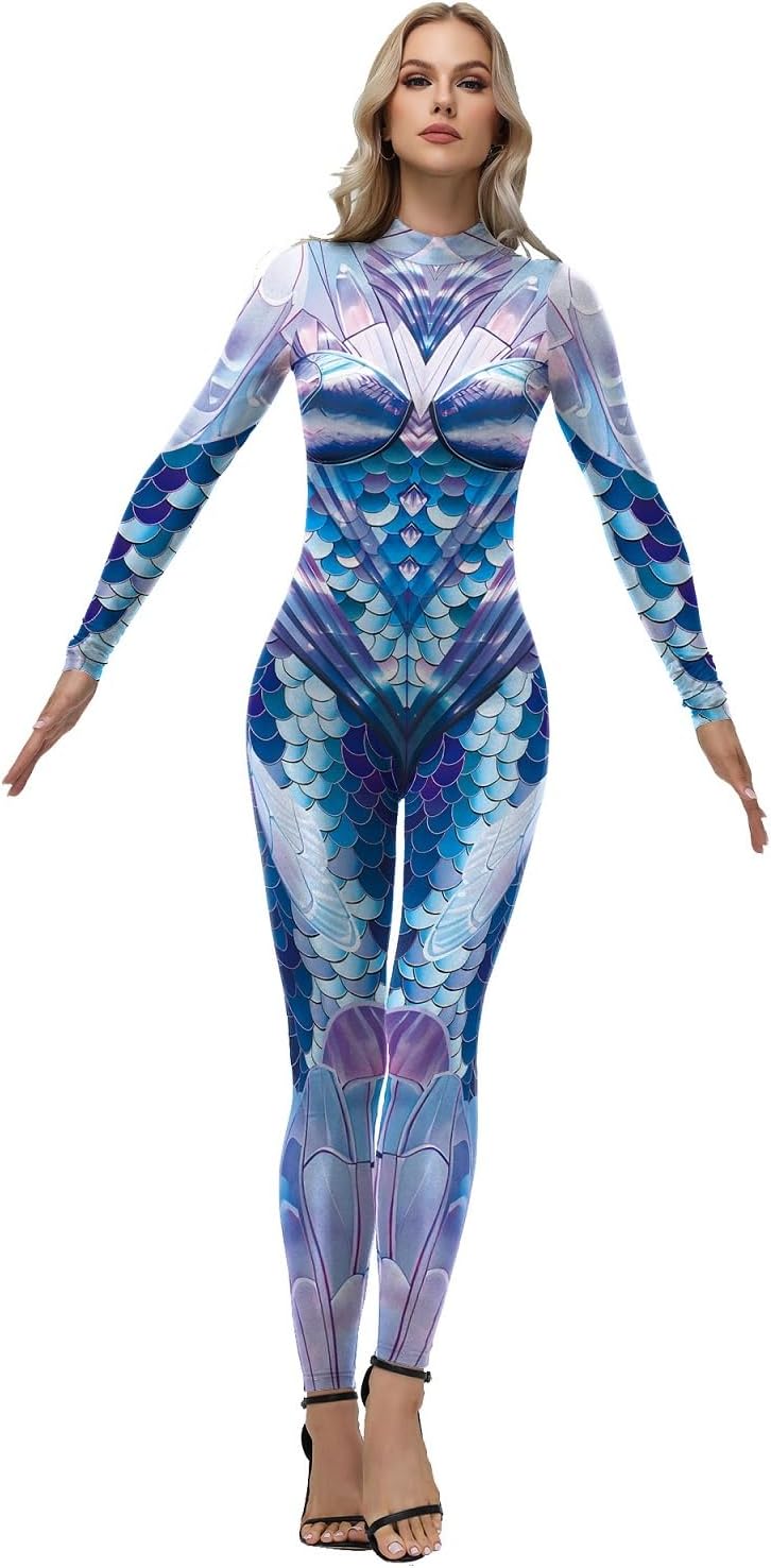 Halloween Bodysuit for Women 3D Print Funny Skinny Back Zipper Costumes for Theme cosplay