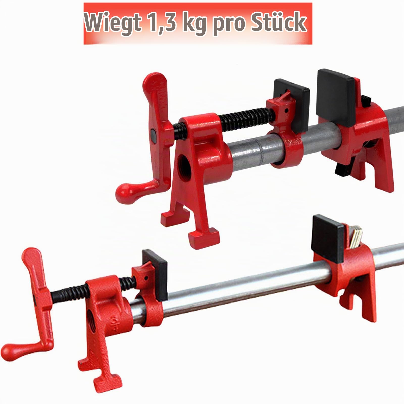 DURDUR 4 Stck RohrSchraubzwinge Rohrzwingen 3/4 zoll,Temperguss Schraubzwingen Set zum Türfutter-Montage-set,Schnellspanner Clamp, Schraubstock,Verleimzwinge