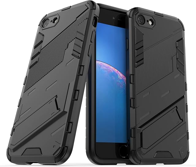 LOLFZ Case for iPhone 7 iPhone 8 iPhone SE 2020 iPhone SE 2022, Armor Case with Stand Military Grade Protection Impact-Resistant Bumper Mobile Phone Cover for iPhone 7/8/SE 2020/SE 2022 - Black