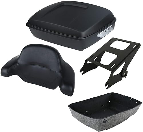 XFMT 10.7 Tour Pack Baúl con almohadilla de respaldo y estante de montaje compatible con Harley Touring 2014-2023