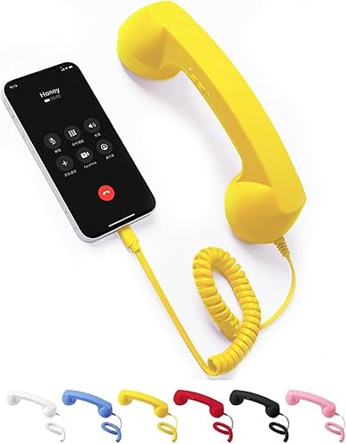 Miniatura 8 de Teléfono retro con cable, teléfono celular para iPhone, receptor de mango fijo estilo teléfono tipo C con micrófono, botón de respuesta, práctico